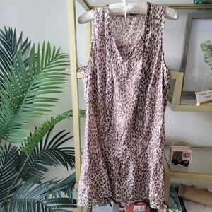 Heritage 1981 Leopard Print Sleeveless Silk Tunic Top Size Small/Petite
